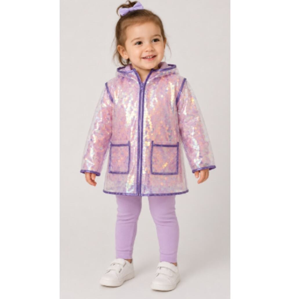 Lola And The Boys Kids Pink Paillette Magic Rain Jacket Size 2Years